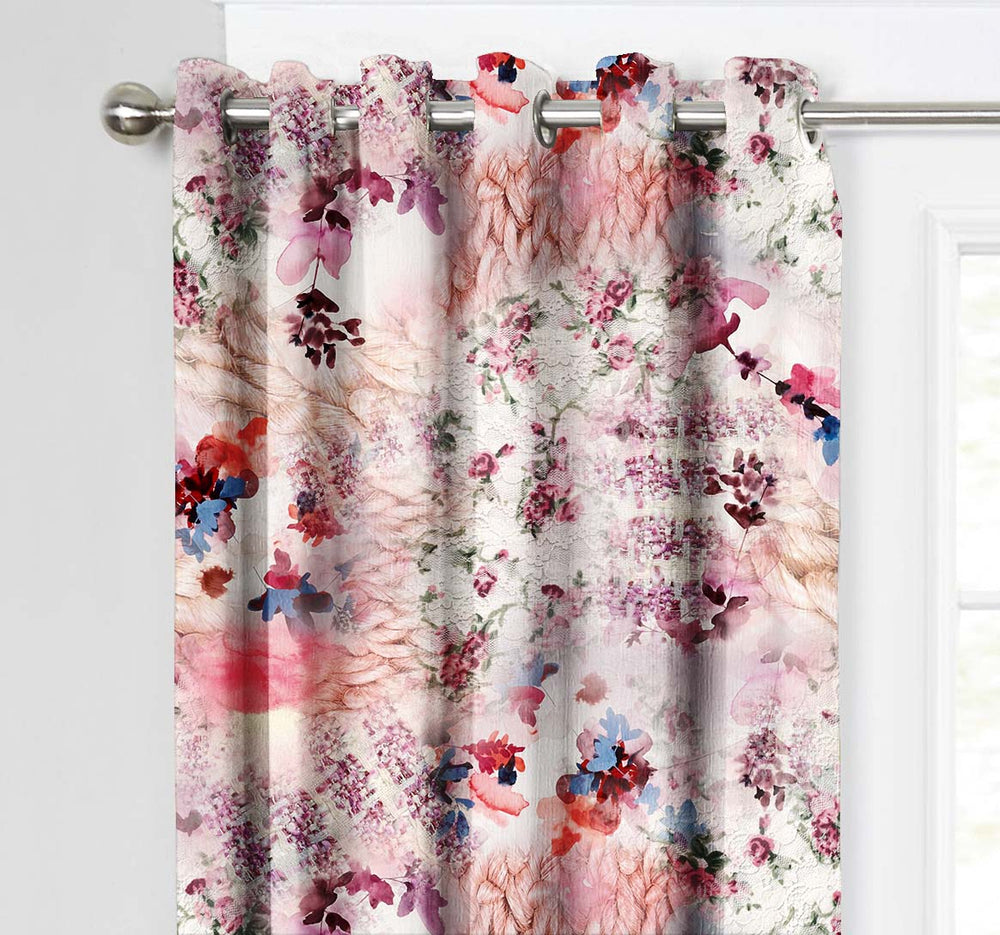 Ultimate Trends Premium Polyester Fancy Floral Curtain For Home Décor Multi Color, 1 Piece