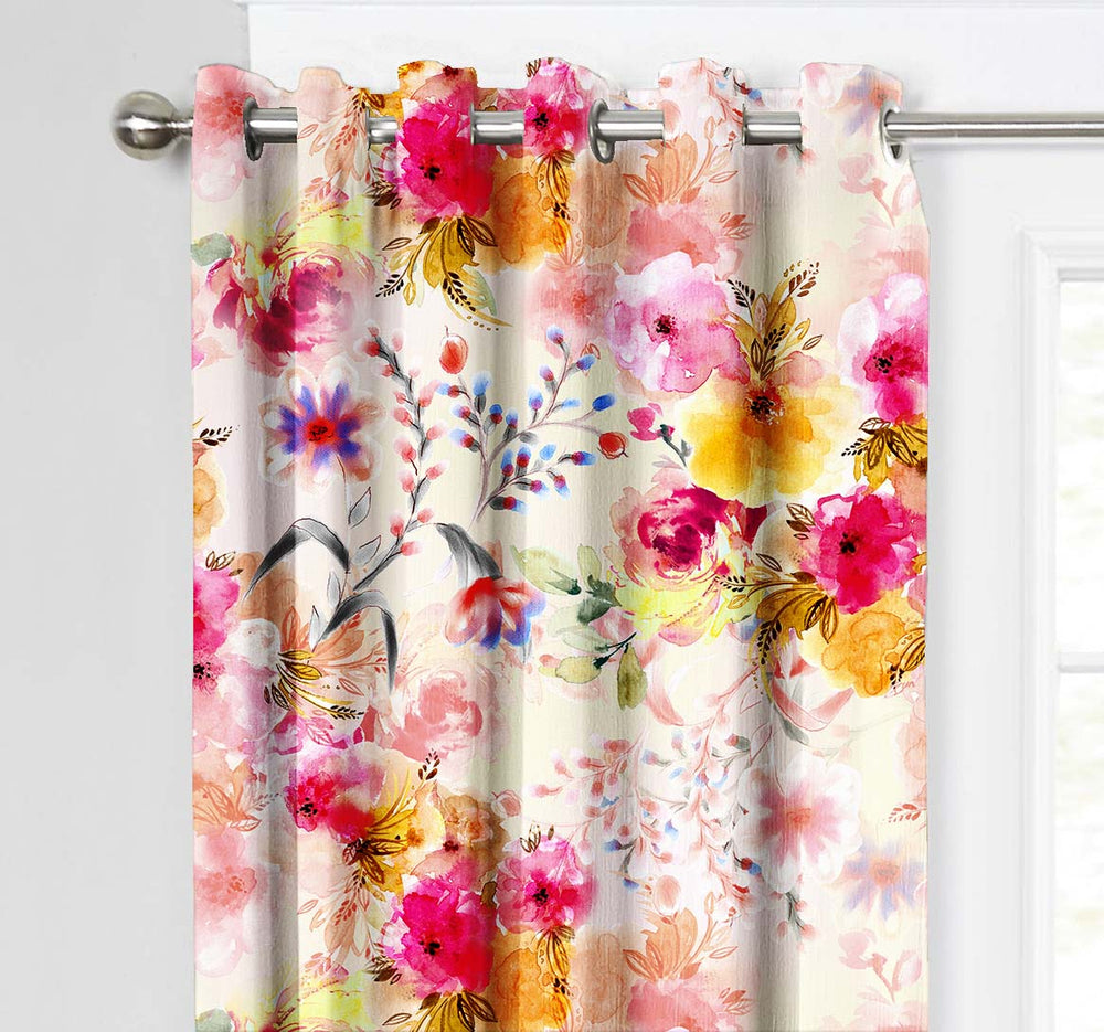 Ultimate Trends Premium Polyester Fancy Floral Curtain For Home Décor Multi Color, 1 Piece