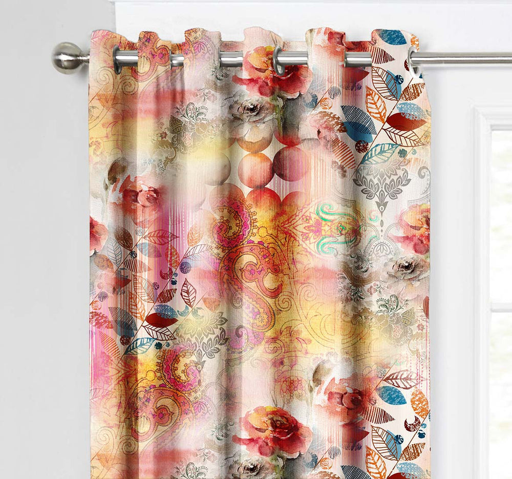 Ultimate Trends Premium Polyester Fancy Floral Curtain For Home Décor Multi Color, 1 Piece