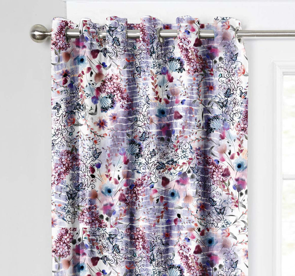 Ultimate Trends Premium Polyester Fancy Floral Curtain For Home Décor Lilac Color, 1 Piece