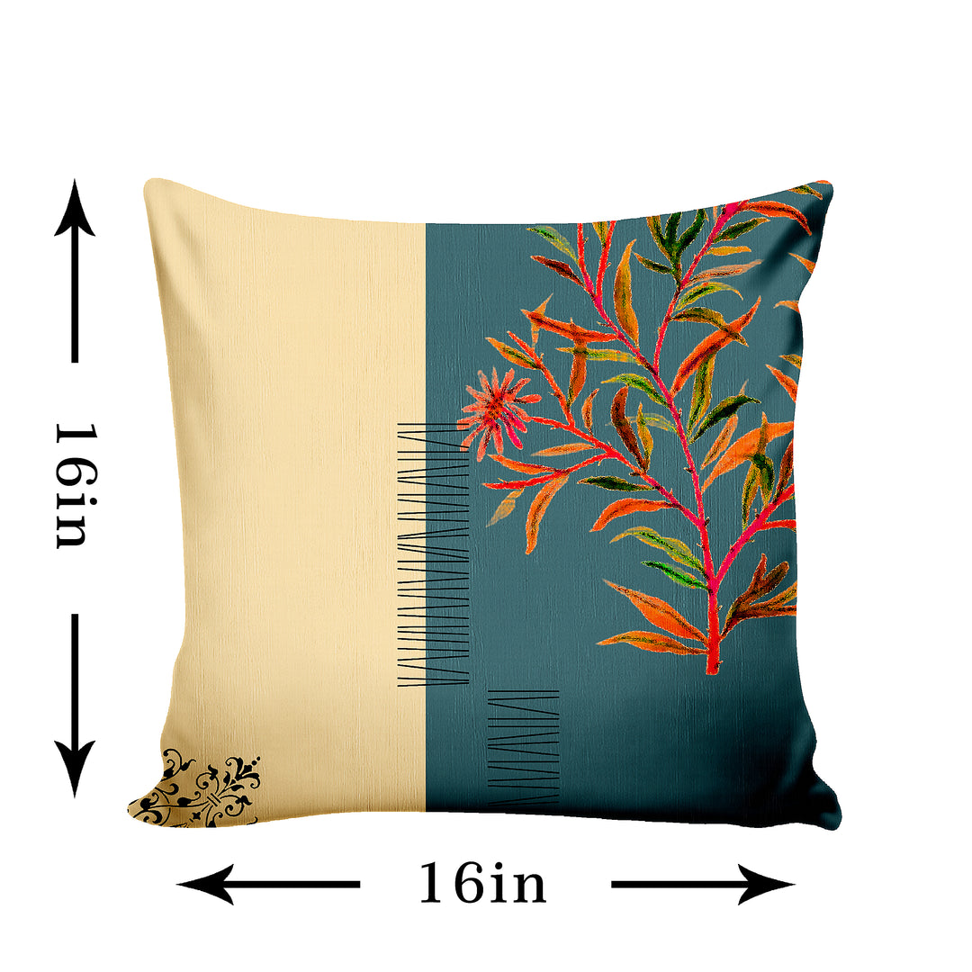 Ultimate Trends Modern Digital Printed Cushion Cover, 16 Inch X 16 Inch, Set of 5 - Teal Color