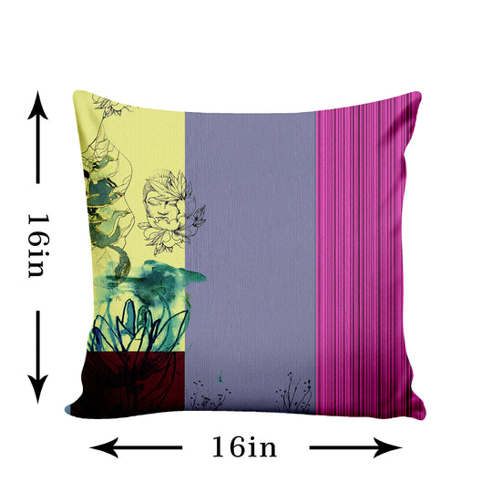 Ultimate Trends Modern Digital Printed Cushion Cover, 16 Inch X 16 Inch, Set of 5 - Multi Color