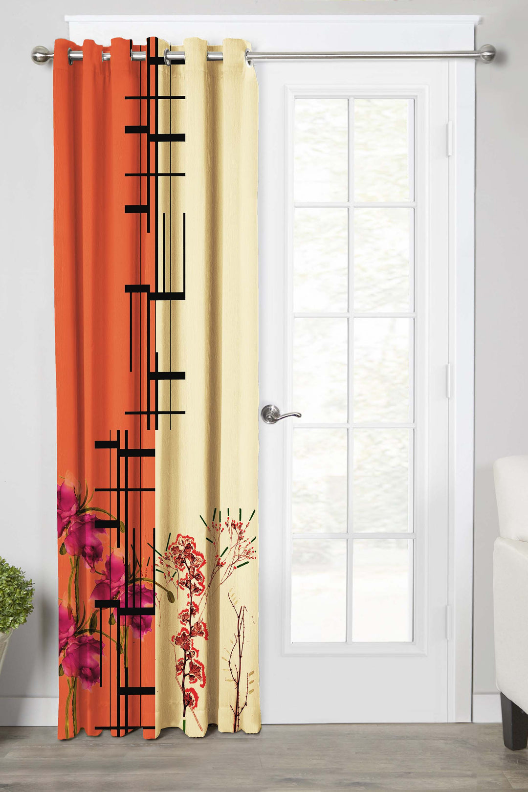 Ultimate Trends Premium Polyester Modern Curtain For Home Décor Orange and Mustered Yellow Color , 1 Piece