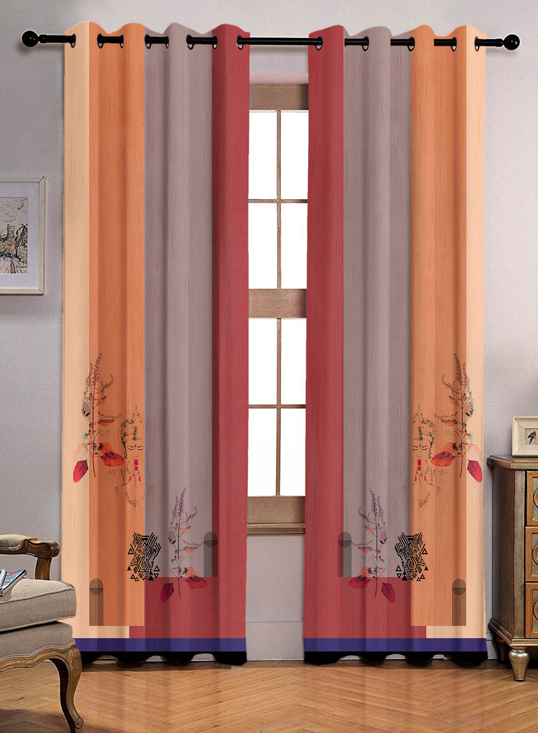 Ultimate Trends Premium Polyester Modern Curtain For Home Décor Multi Color , 1 Piece