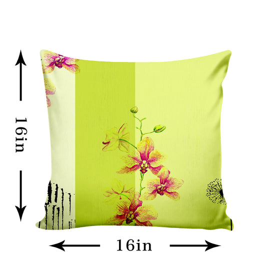 Ultimate Trends Modern Digital Printed Cushion Cover, 16 Inch X 16 Inch, Set of 5 - Lemon Color