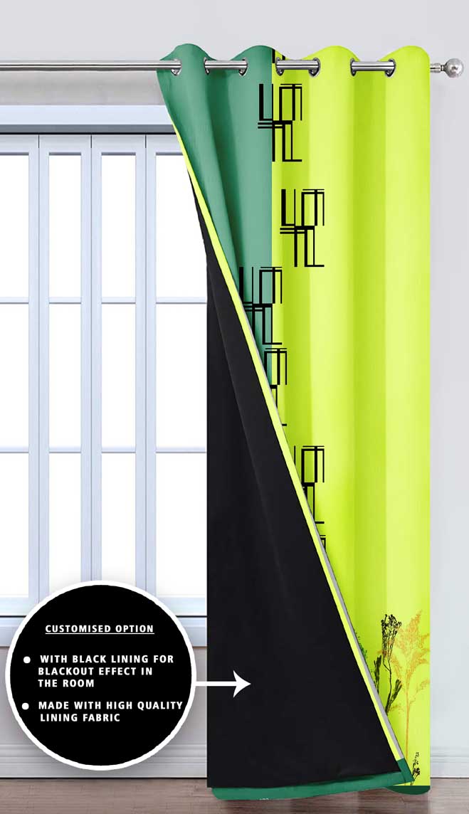 Ultimate Trends Premium Polyester Modern Curtain For Home Décor Fern Green and Yellow color, 1 Piece