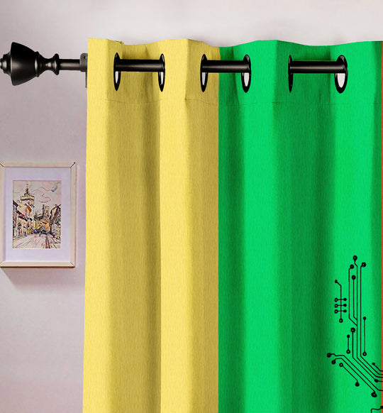 Ultimate Trends Premium Polyester Modern Curtain For Home Décor Green, Yellow and Orange color, 1 Piece