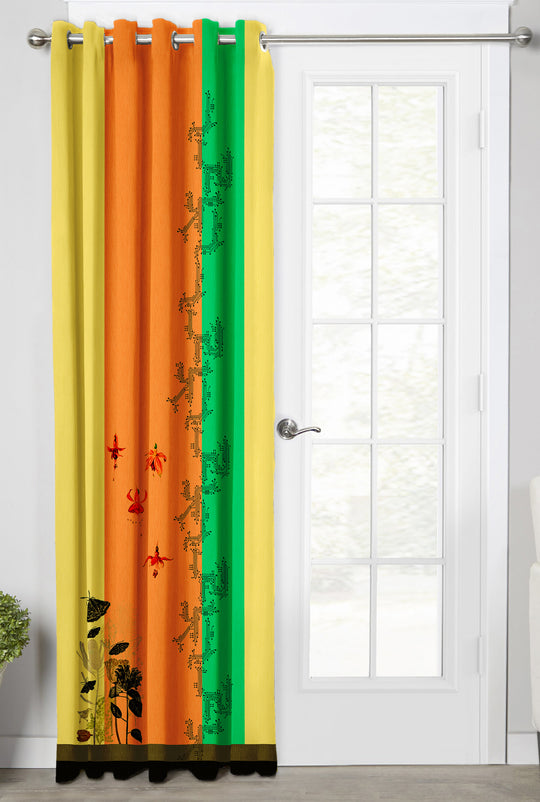 Ultimate Trends Premium Polyester Modern Curtain For Home Décor Green, Yellow and Orange color, 1 Piece