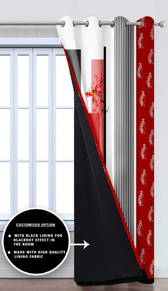 Ultimate Trends Premium Polyester Modern Curtain For Home Décor White and Red color, 1 Piece