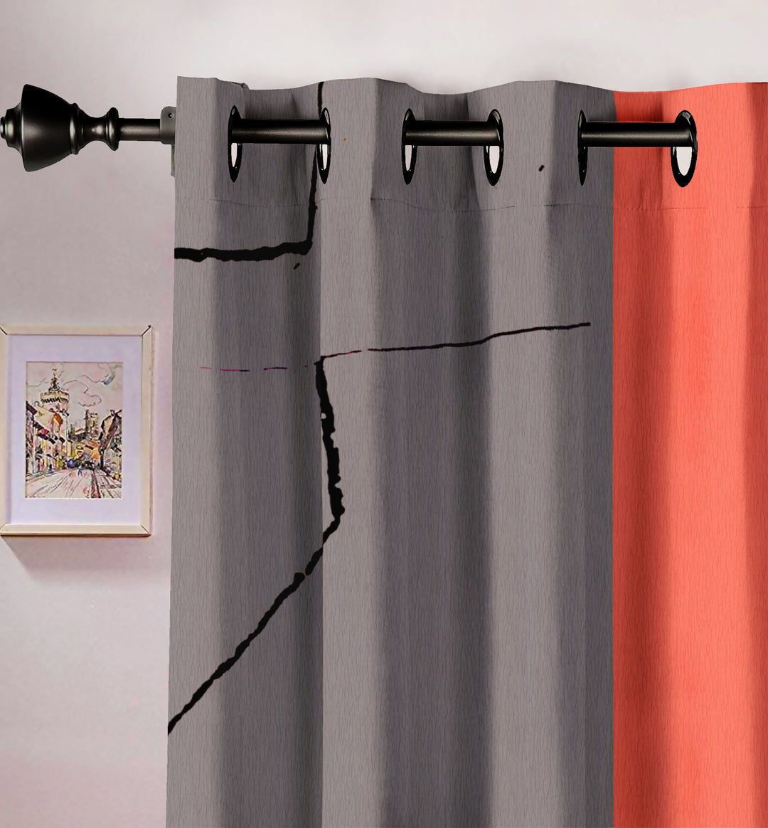 Ultimate Trends Premium Polyester Modern Curtain For Home Décor Orange Color, 1 Piece