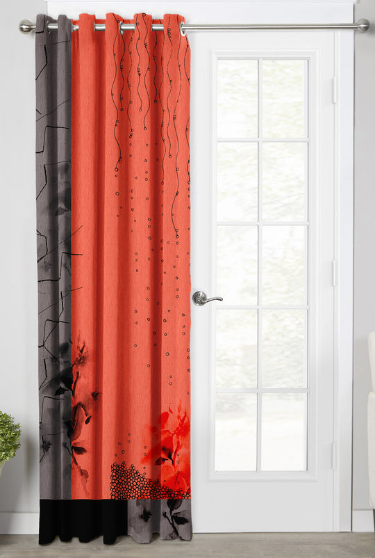 Ultimate Trends Premium Polyester Modern Curtain For Home Décor Orange Color, 1 Piece