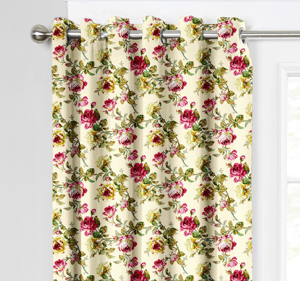 Ultimate Trends Premium Polyester Fancy Floral Curtain For Home Décor Light Yellow Color, 1 Piece