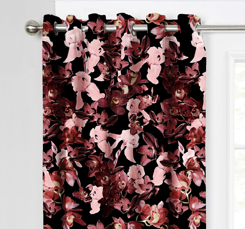 Ultimate Trends Premium Polyester Fancy Floral Curtain For Home Décor Maroon Color, 1 Piece