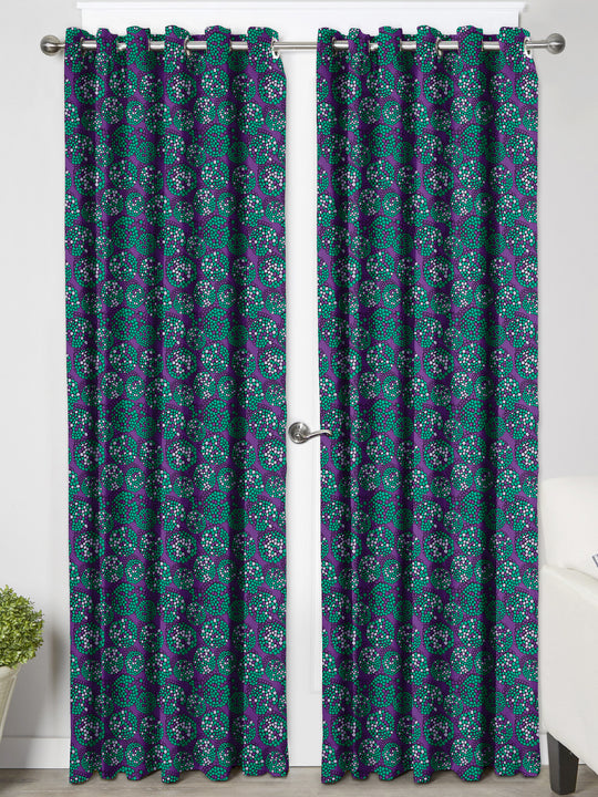 Ultimate Trends Premium Polyester Fancy Floral Curtain For Home Décor Teal Color, 1 Piece