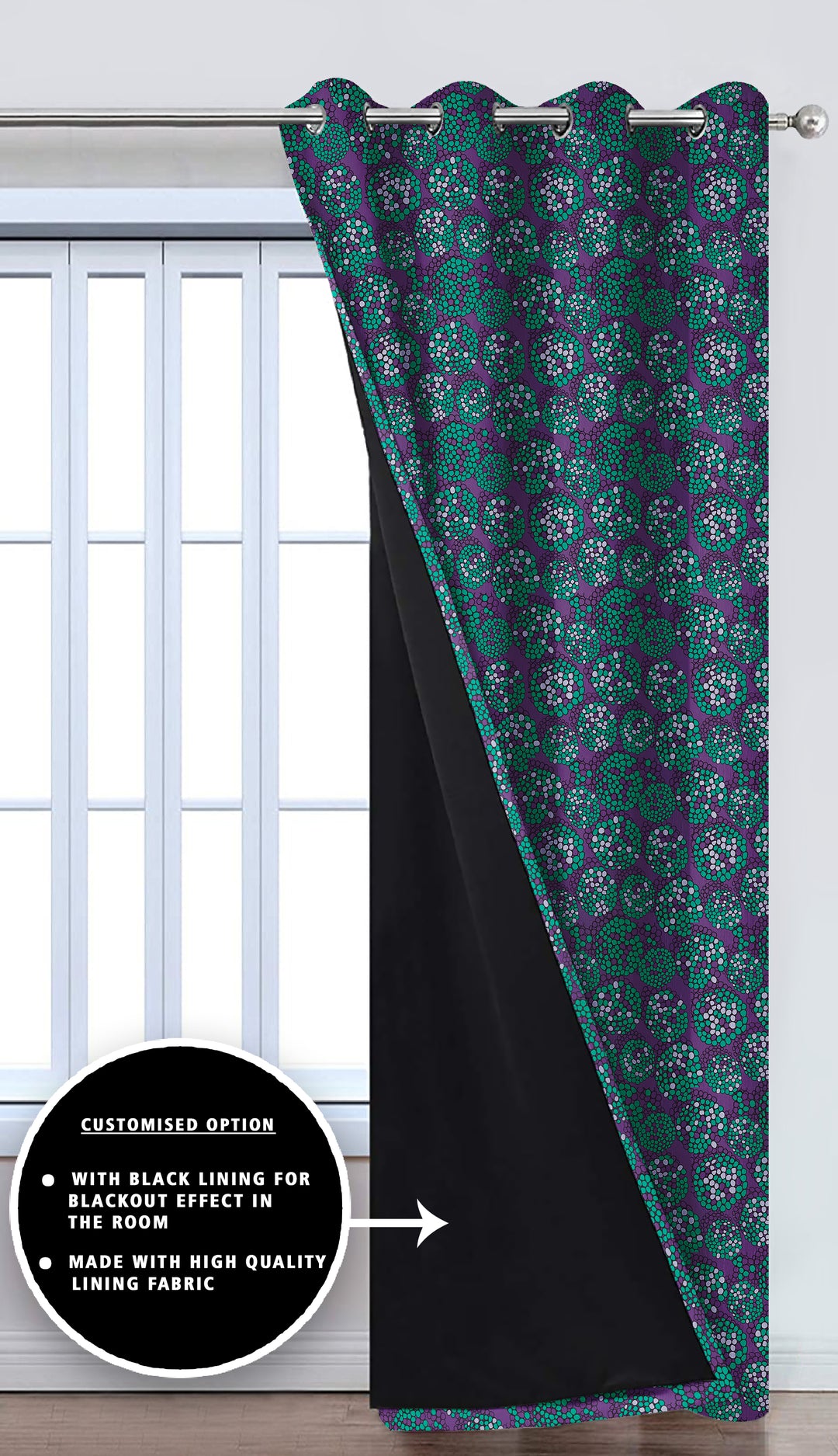 Ultimate Trends Premium Polyester Fancy Floral Curtain For Home Décor Teal Color, 1 Piece