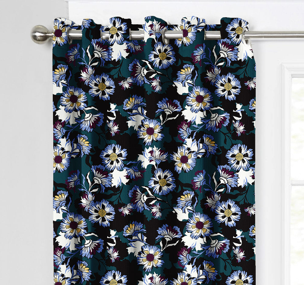 Ultimate Trends Premium Polyester Fancy Floral Curtain For Home Décor Blue Color, 1 Piece