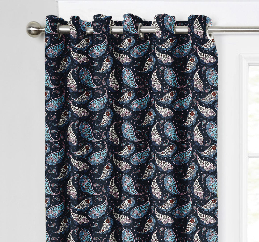 Ultimate Trends Premium Polyester Fancy Floral Curtain For Home Décor Blue Color, 1 Piece