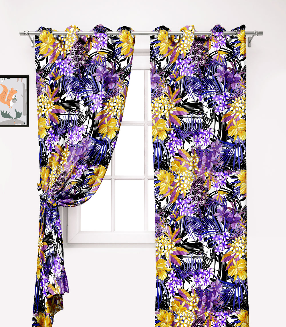 Ultimate Trends Premium Polyester Fancy Floral Curtain For Home Décor Purple Color, 1 Piece