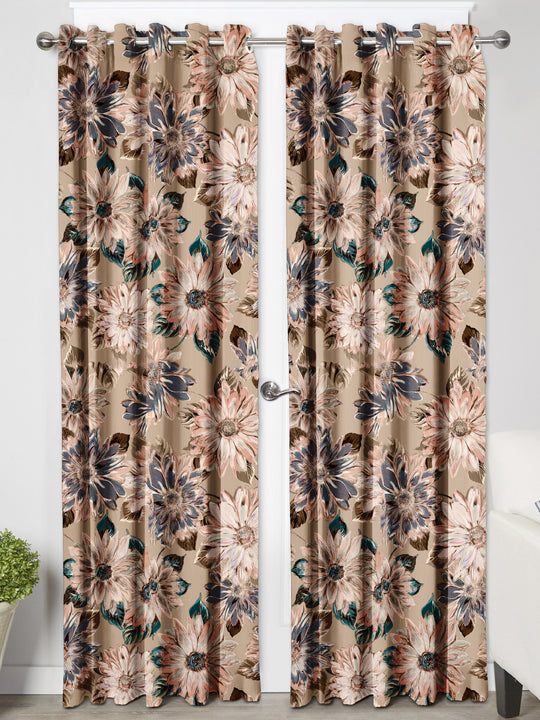 Ultimate Trends Premium Polyester Fancy Floral Curtain For Home Décor Dark Beige Color, 1 Piece