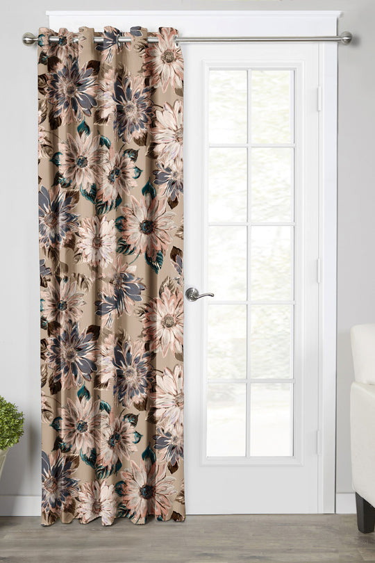 Ultimate Trends Premium Polyester Fancy Floral Curtain For Home Décor Dark Beige Color, 1 Piece