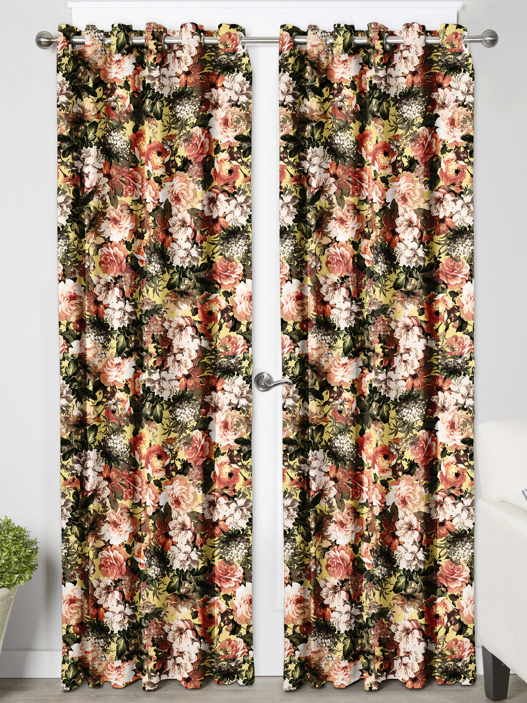 Ultimate Trends Premium Polyester Fancy Floral Curtain For Home Décor Multi Color, 1 Piece