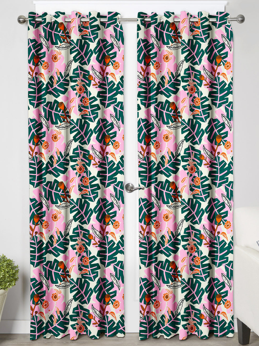 Ultimate Trends Premium Polyester Fancy Floral Curtain For Home Décor Teal Color, 1 Piece