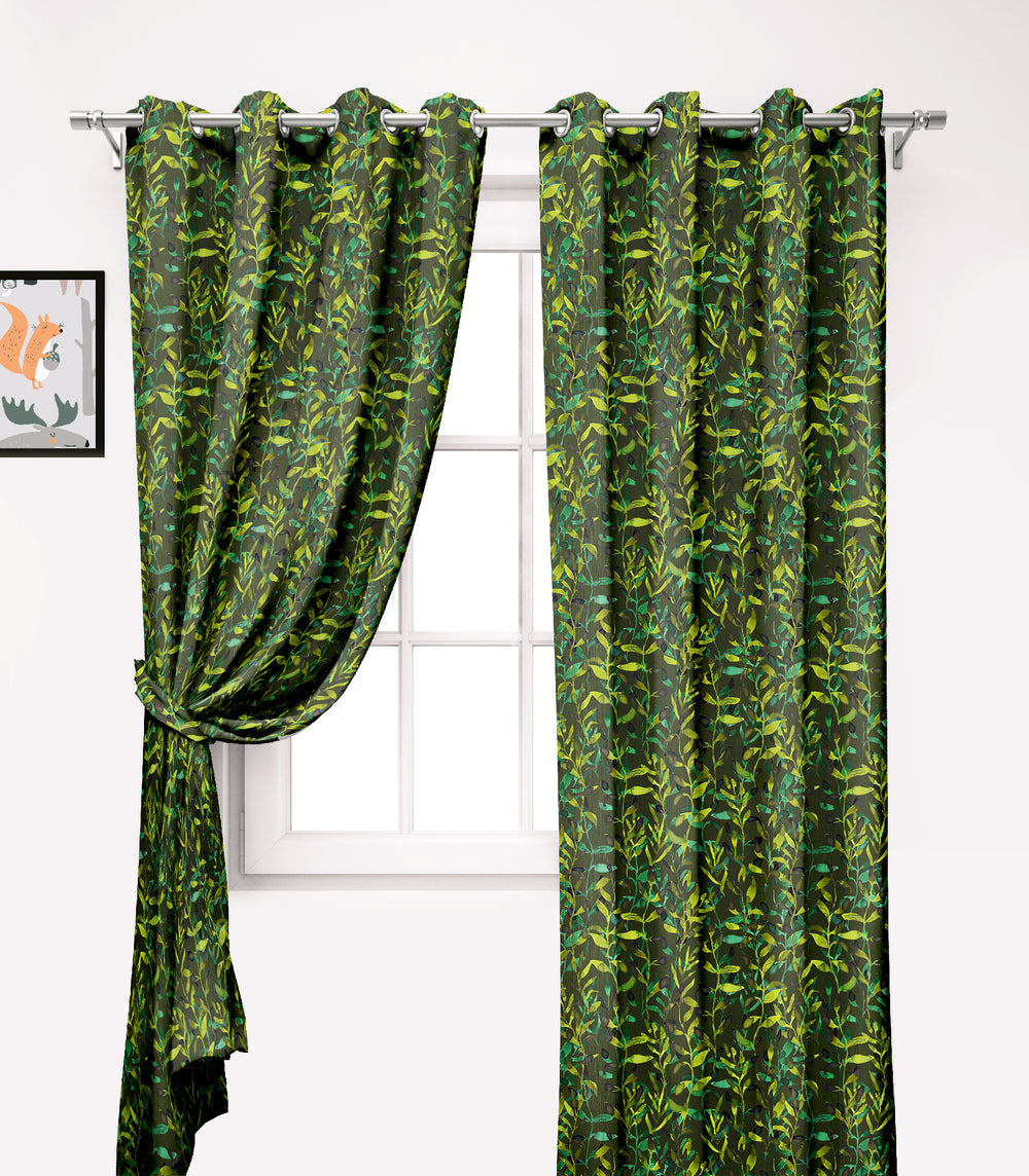 Ultimate Trends Premium Polyester Fancy Floral Curtain For Home Décor Green Color, 1 Piece