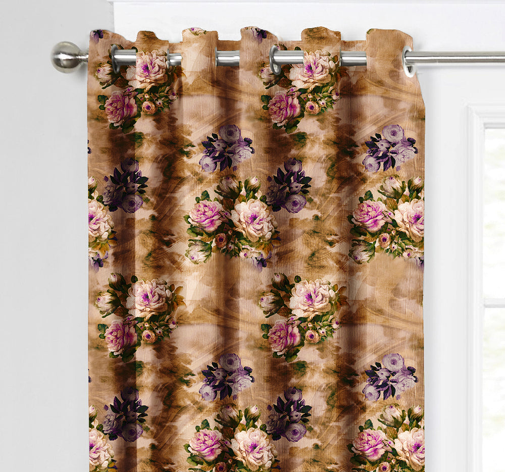 Ultimate Trends Premium Polyester Fancy Floral Curtain For Home Décor Brown Color, 1 Piece