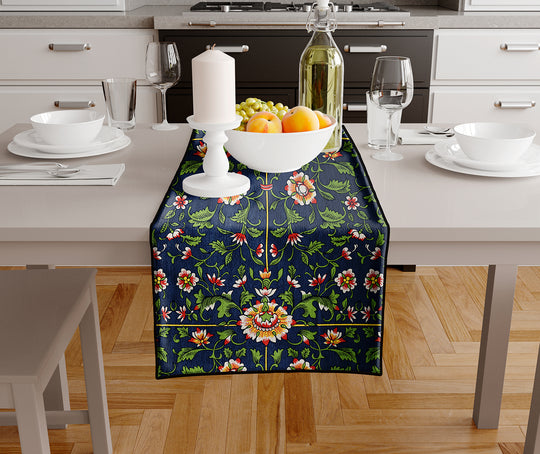 Dark Blue Floral, Table Runner