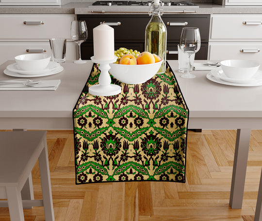 Dark Cream and Green, Table Runner