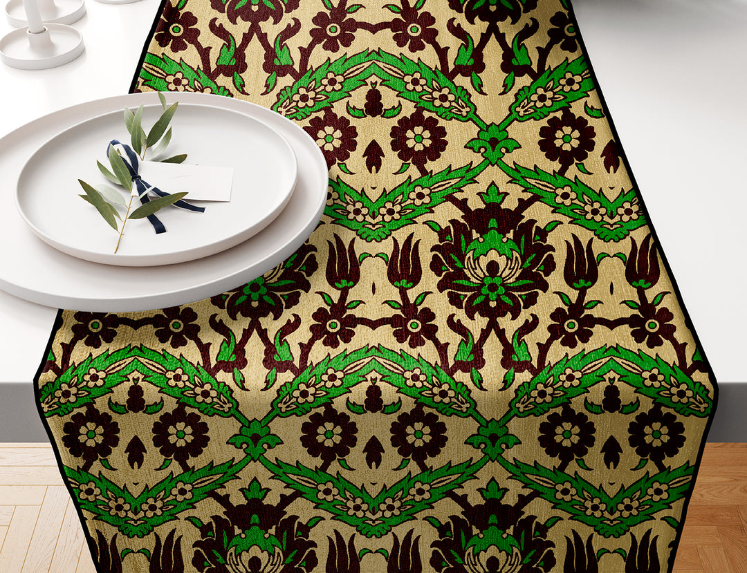 Dark Cream and Green, Table Runner