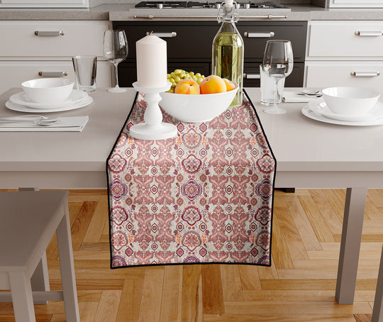 Cream and Maroon, Table Runner