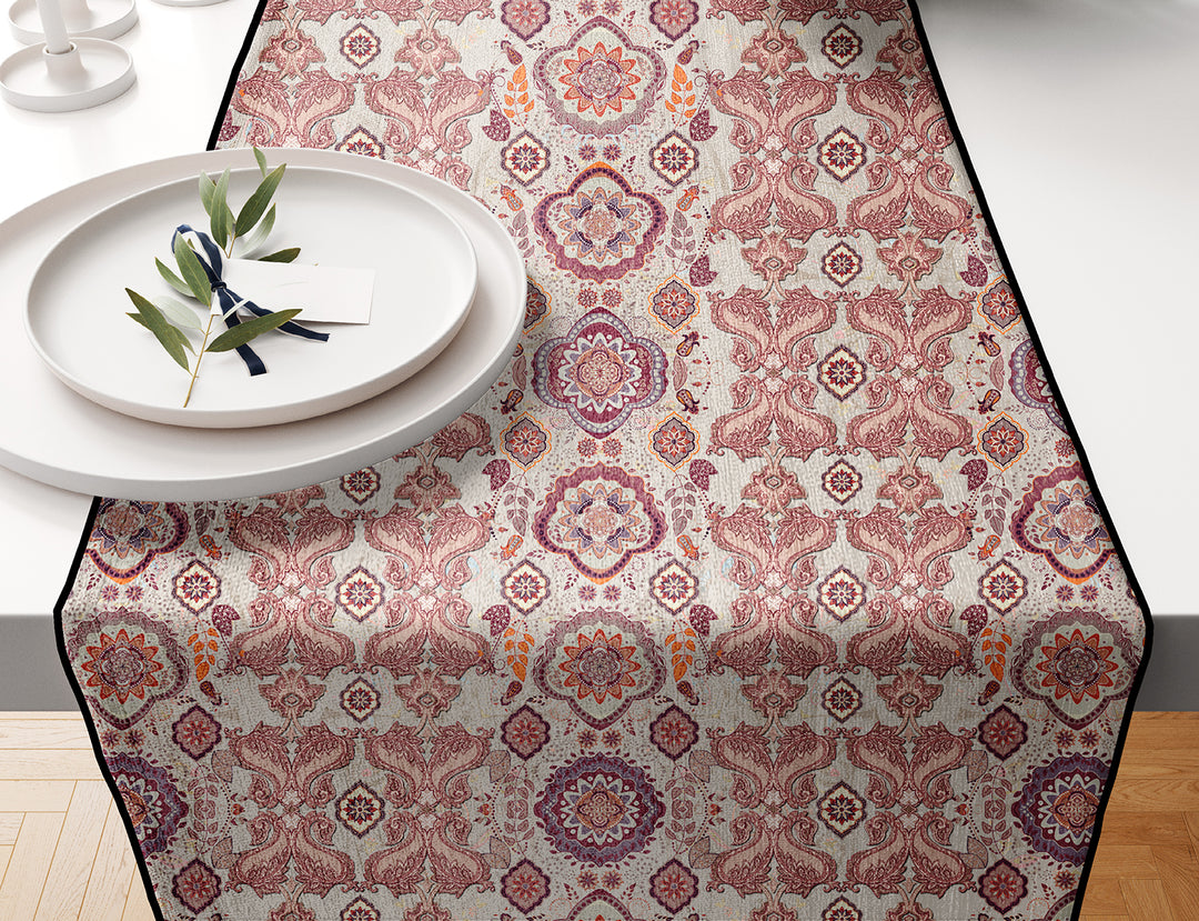 Cream and Maroon, Table Runner