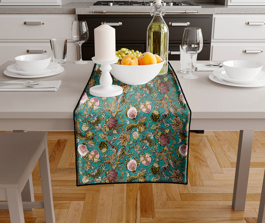 Aqua Floral, Table Runner