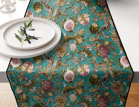 Aqua Floral, Table Runner